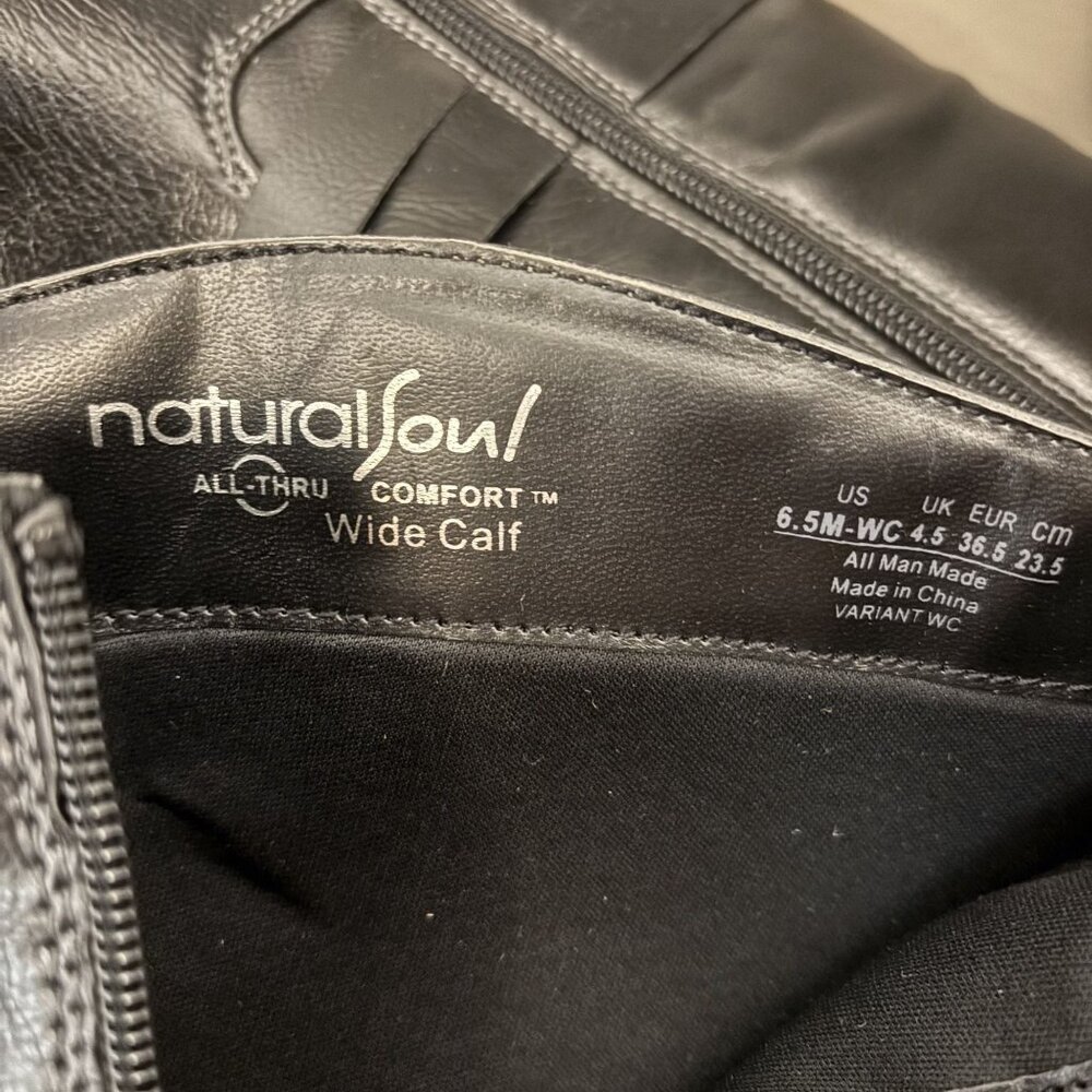 Natural Soul All-Thru Comfort Wide Calf Black Knee-High Boots 6.5M - Picture 4 of 7